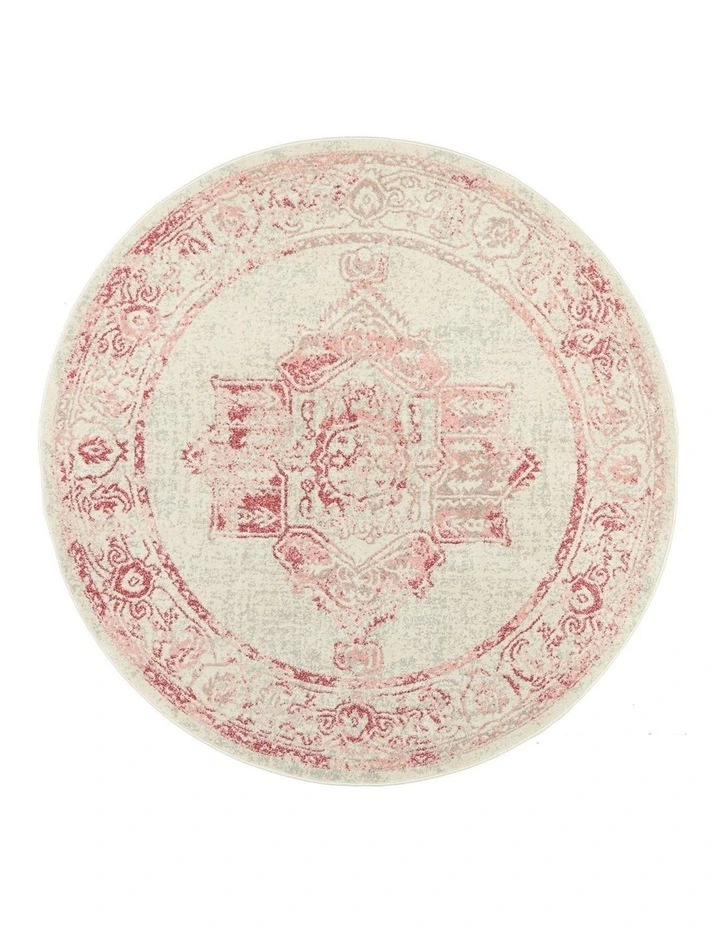 Avenue Round Rug 702 in Rose