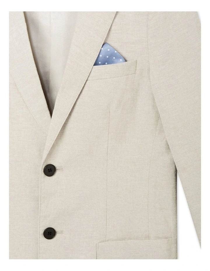 Youth Fit Linen Blend Jacket in Ecru