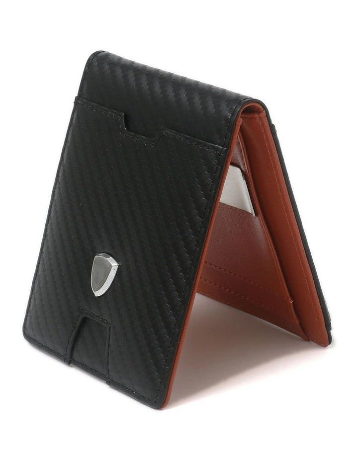 Yamba Vegan Minimalist Slim Bifold Front Pocket Wallet in Black/Tan