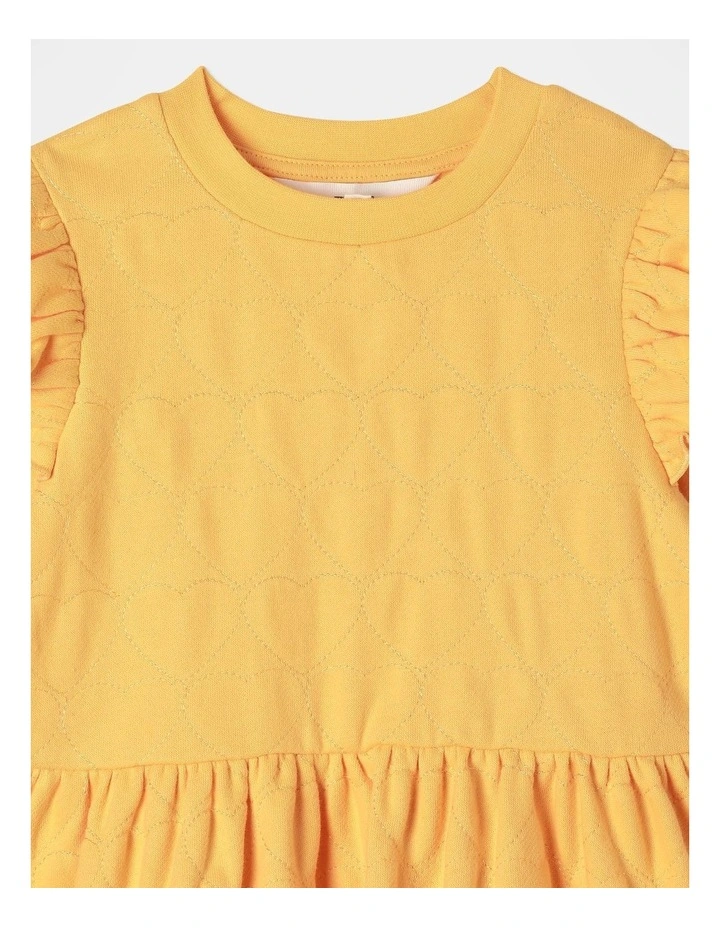 Heart Quilted Skater Dress in Yellow