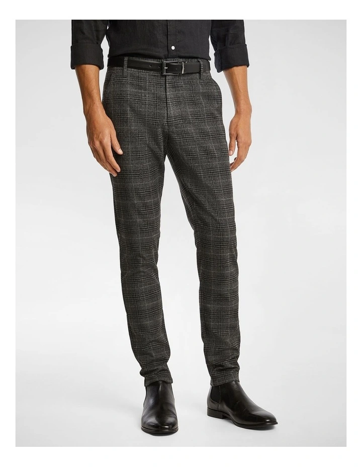 Kings Check Skinny Chino in Charcoal