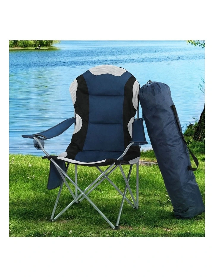 Camping Folding Chair Portable Outdoor Hiking Fishing Picnic 2pcs in Navy