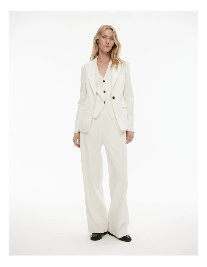 Cotton Linen Single-breasted Blazer in Chalk
