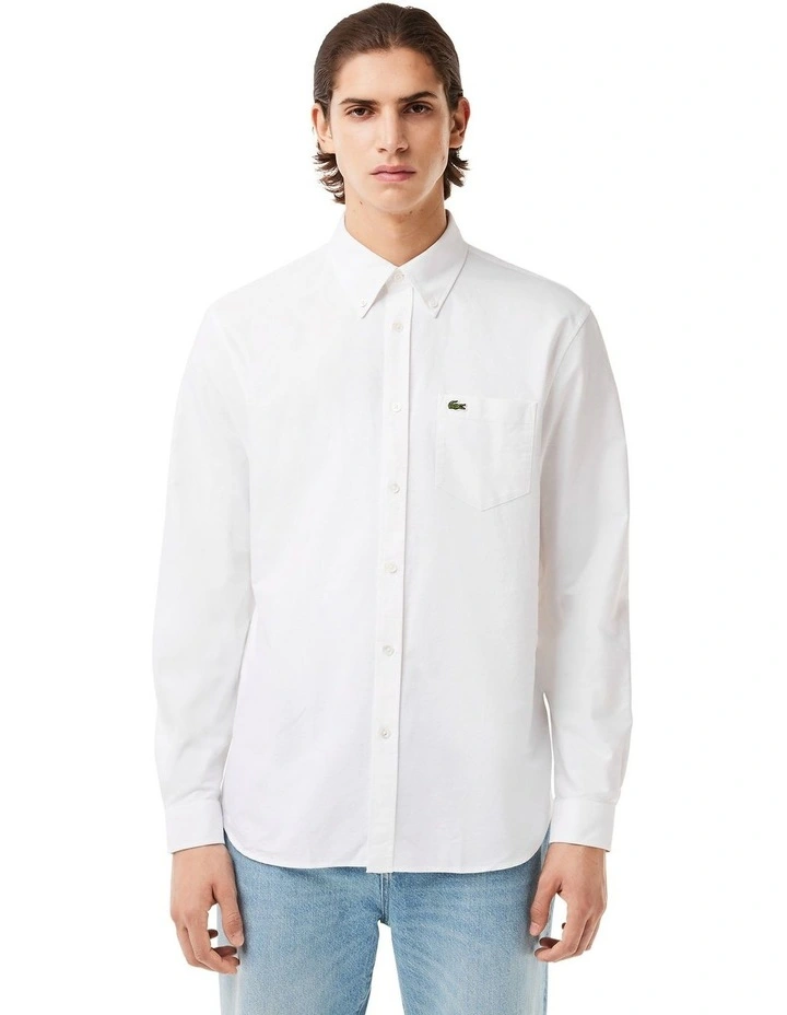 Essentails Long Sleeve Oxford Shirt in White