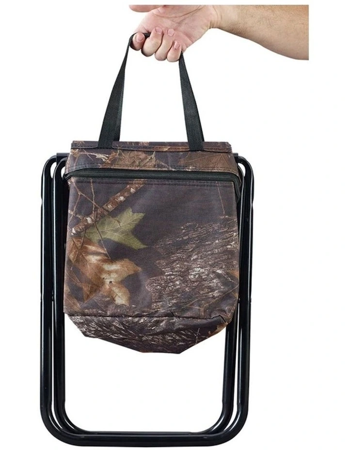 Camp Stool with Drink Cooler in Camo