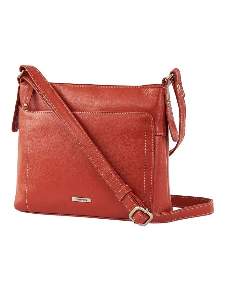 Tracks Leather Crossbody in Orange