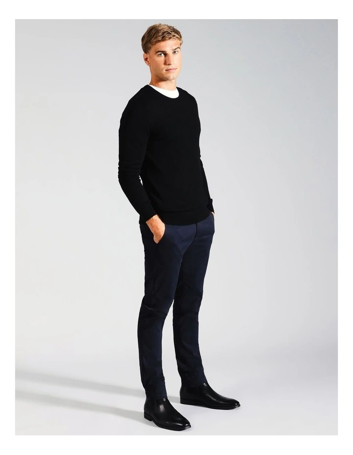 Australian Merino Crew Neck Knit in Black