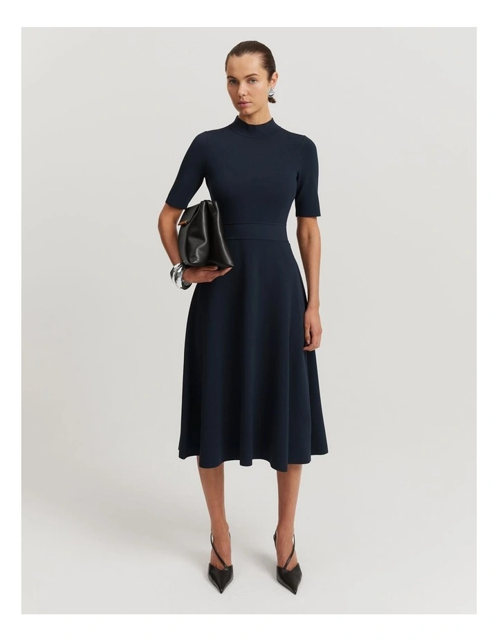 Compact Knit Dress in Midnight Blue