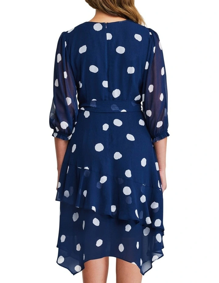 Begin Again Asymmetric Dress in Navy
