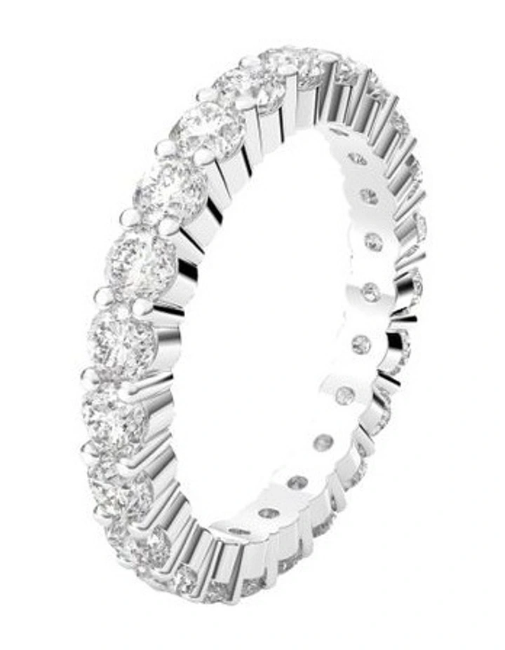 Vittore Large Ring Round Cut Rhodium Plated in White