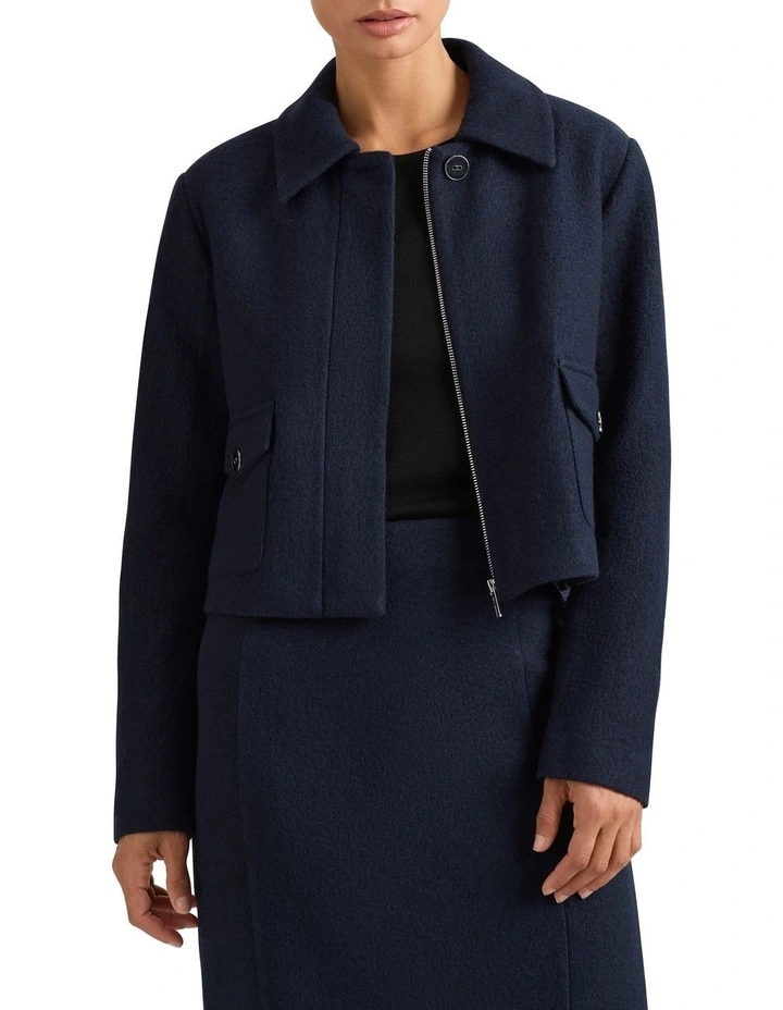 Felted Wool Jacket in Deep Sea