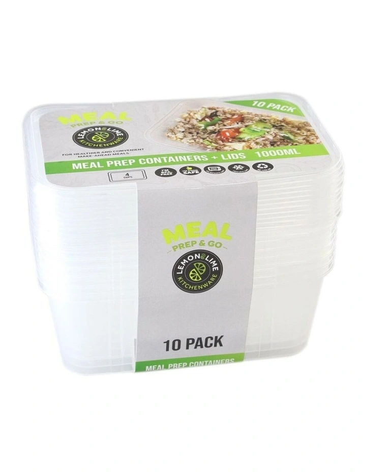 10pc 1000ml Meal Prep Reusable Containers/Food Storage Assorted