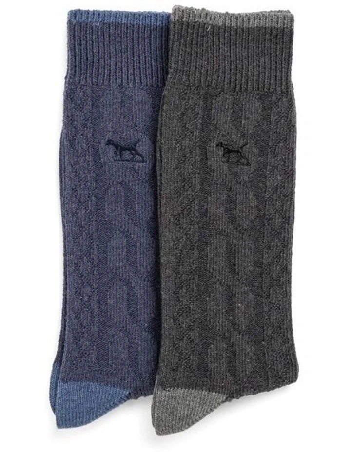 Dunedin Cable Socks 2 Pack in Charcoal/Denim