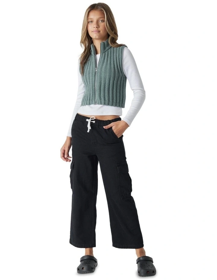 Mari Rib Knit Vest in Green