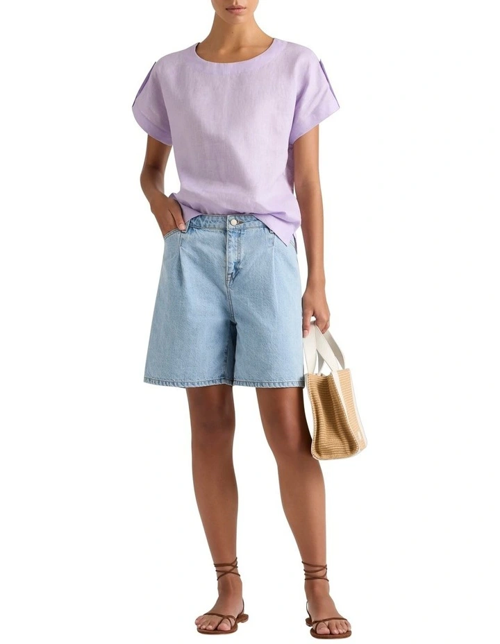 Melinda Linen Mix Tee in Wisteria