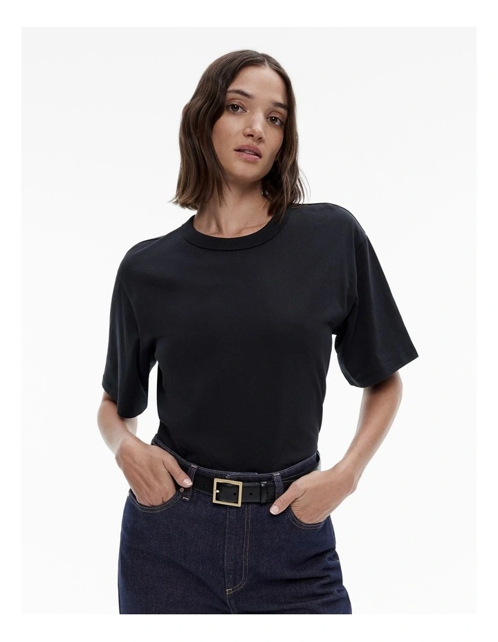 Cotton Boyfriend Tee in Black