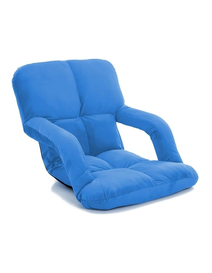 Foldable Floor Lounge Recliner Chair With Armrest in Blue