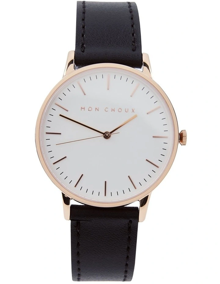 Classic Noir Grape Vegan Leather Watch 38mm in Rose Gold
