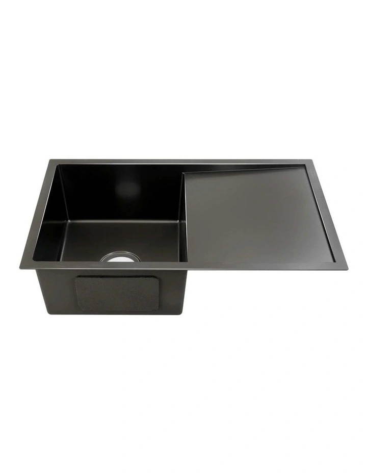 Kitchen Sink Stainless Steel 75X45CM Basin Single Bowl Laundry in Black