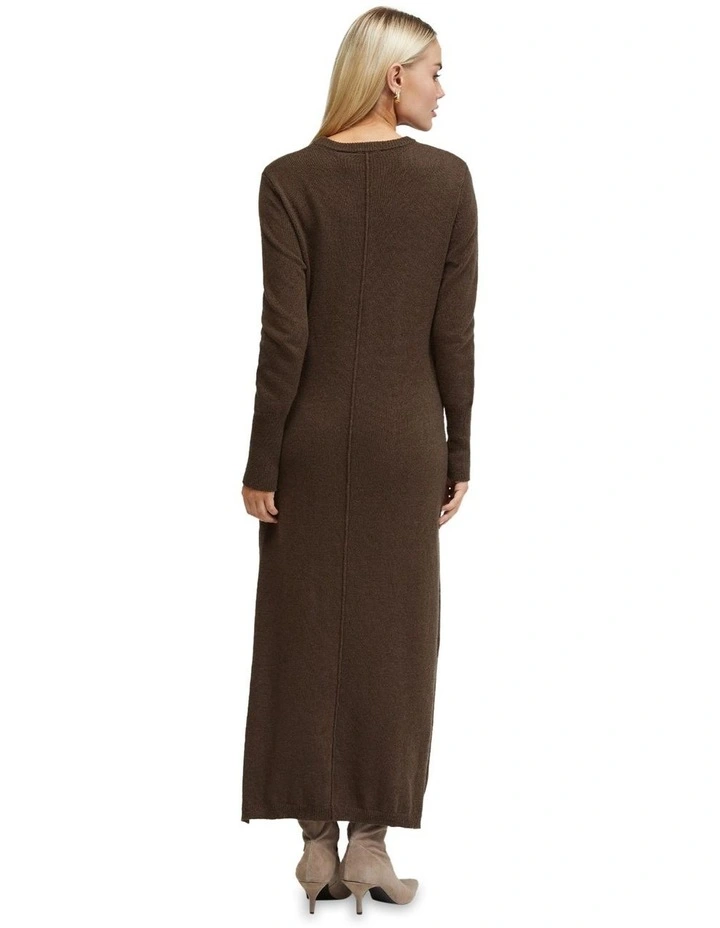 Chrissy Loose Fit Knitted Dress in Chocolate