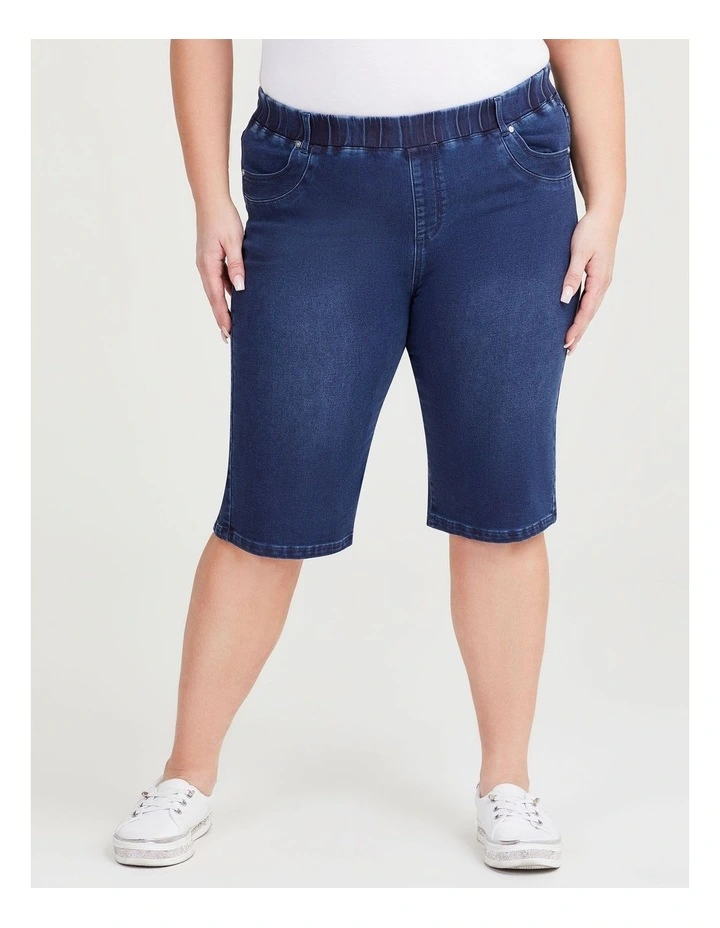 Cotton Summer Denim Short in Mid Indigo