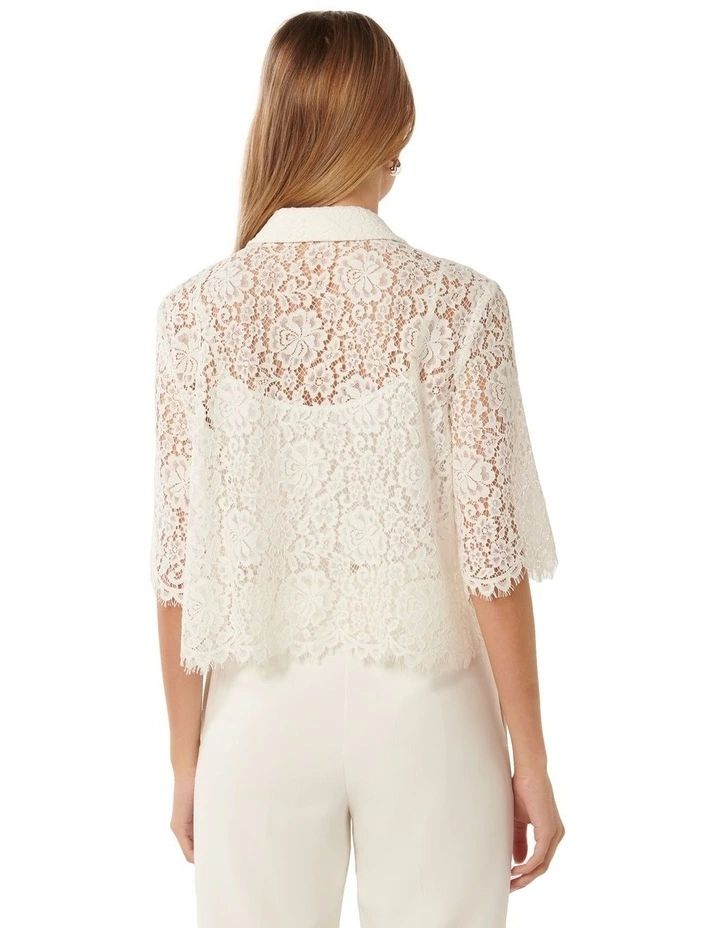 Ilah Lace Crop Shirt in White