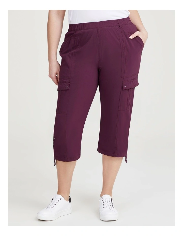 Castaway Cargo Crop Pant in Merlot