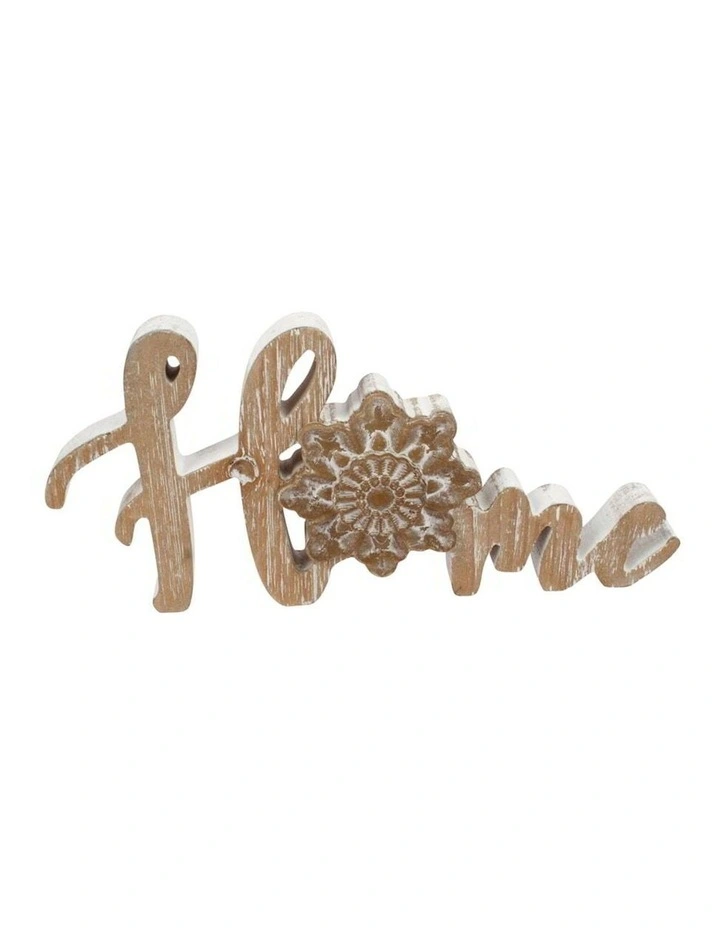 Wooden Mandala Home Table Plaque in Natural/Whitewash