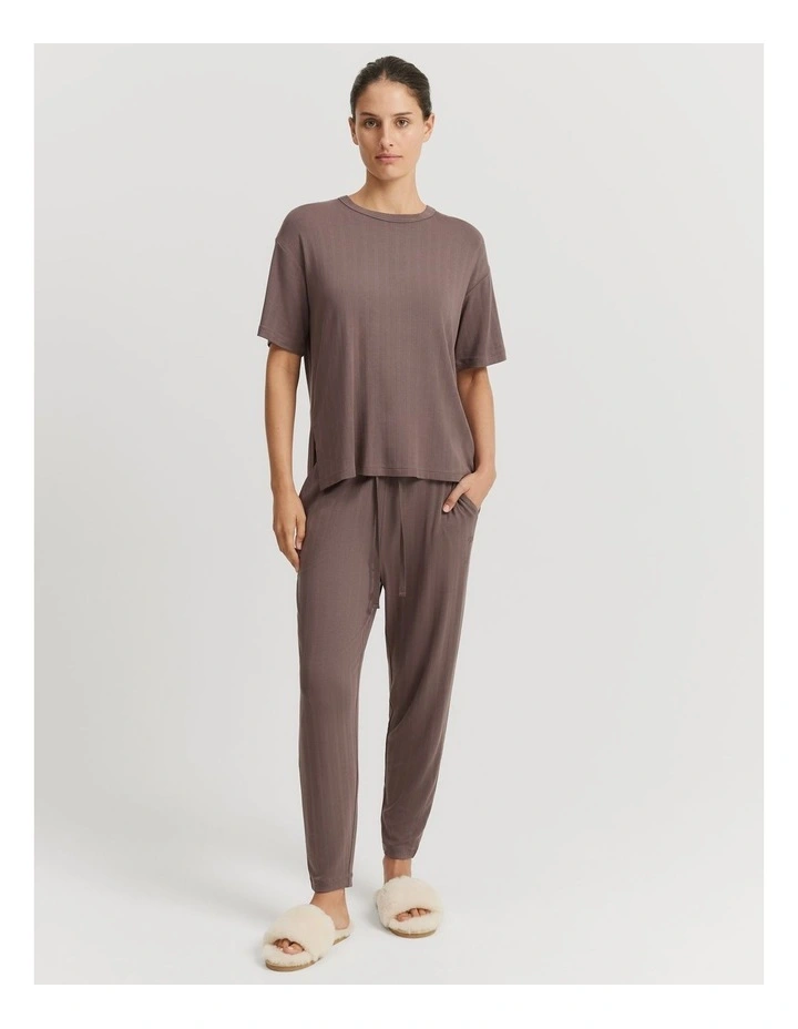 Short Sleeve Pyjama Top in Truffle