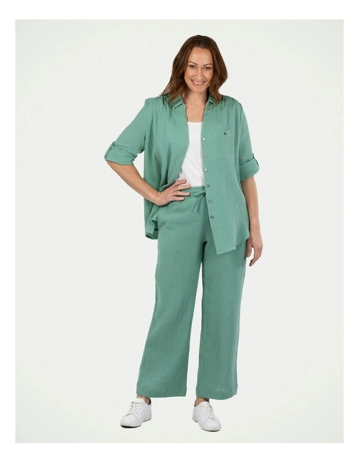 Bubble Tie Front Pant in Pistachio