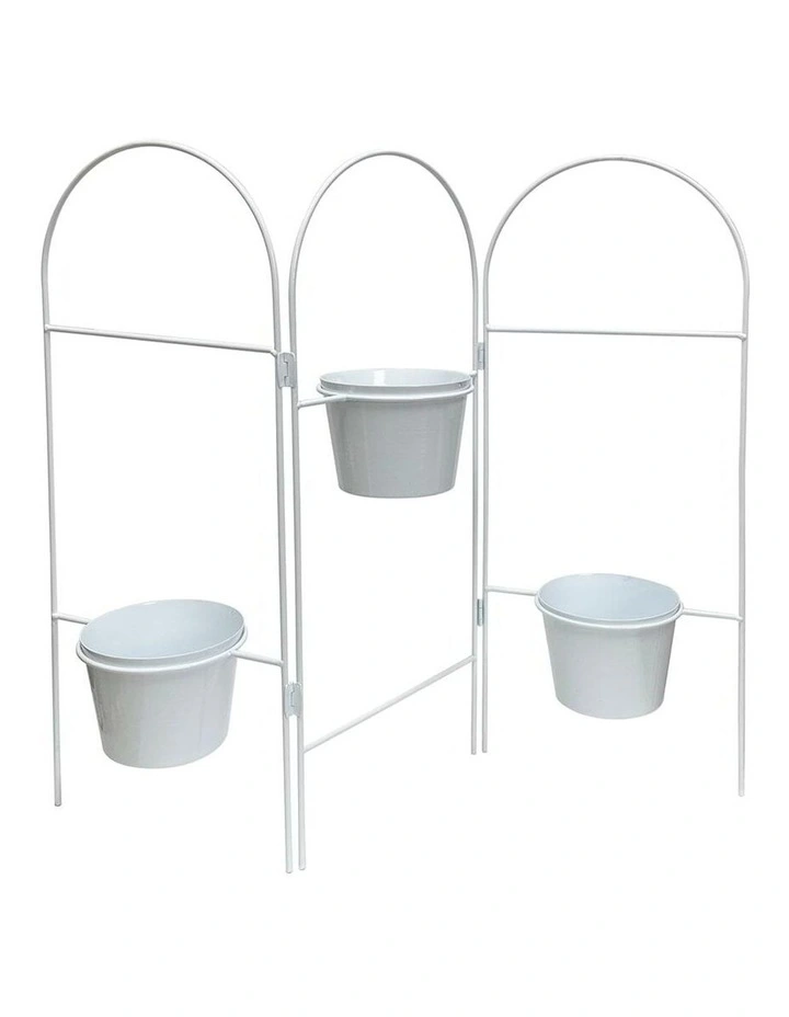 3-Tier Folding Pot Planter Stand in White