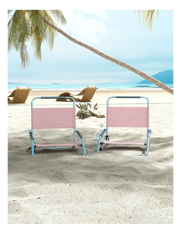 Folding Beach Chair 2 Pack in Pink