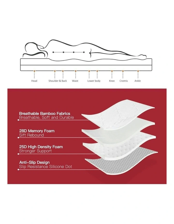 Memory Foam Mattress Topper with Bamboo in White