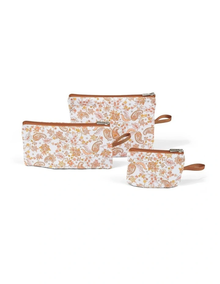 Packing Pouch Trio in Peach Paisley