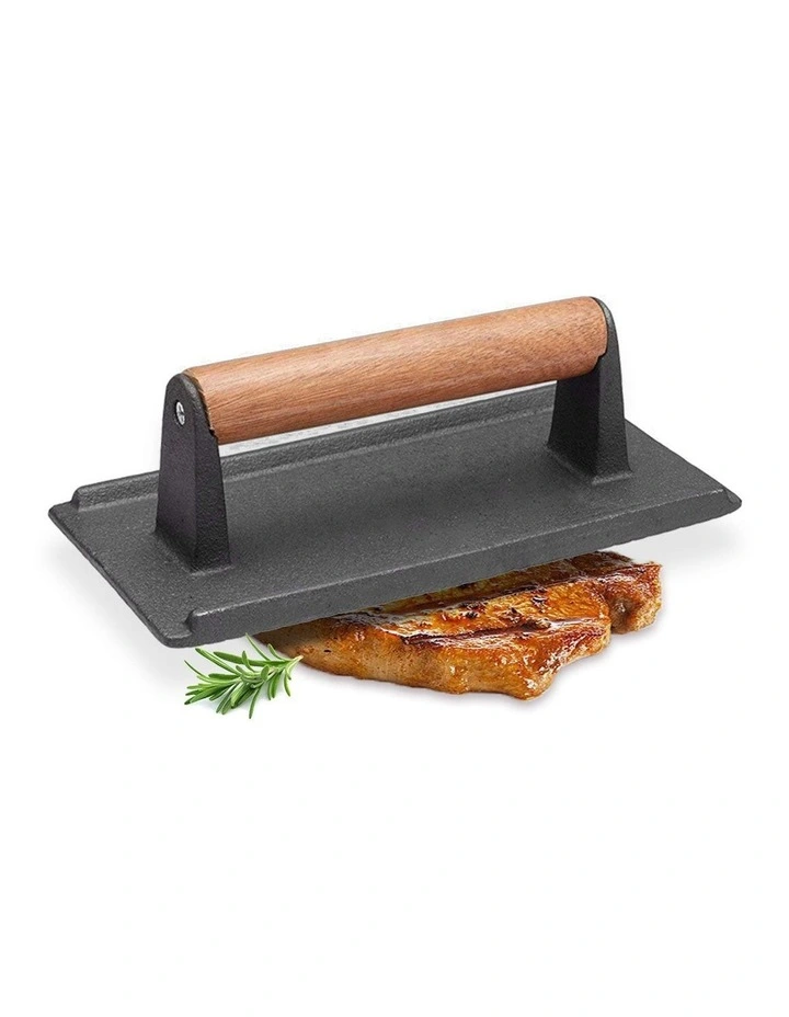 Cast Iron with Wood Handle Weight Plate in Black