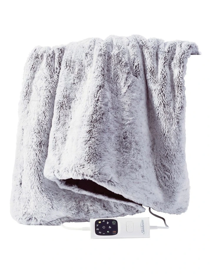 Feel Perfect Faux Fur Heated Throw in Grey