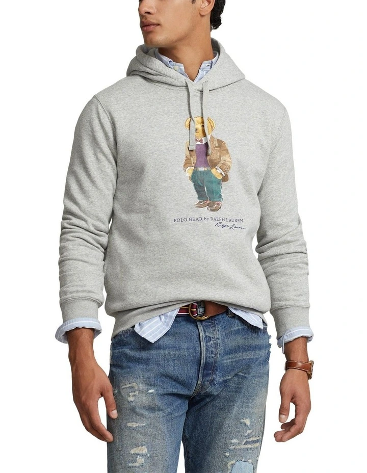 Polo Bear Fleece Hoodie in Grey