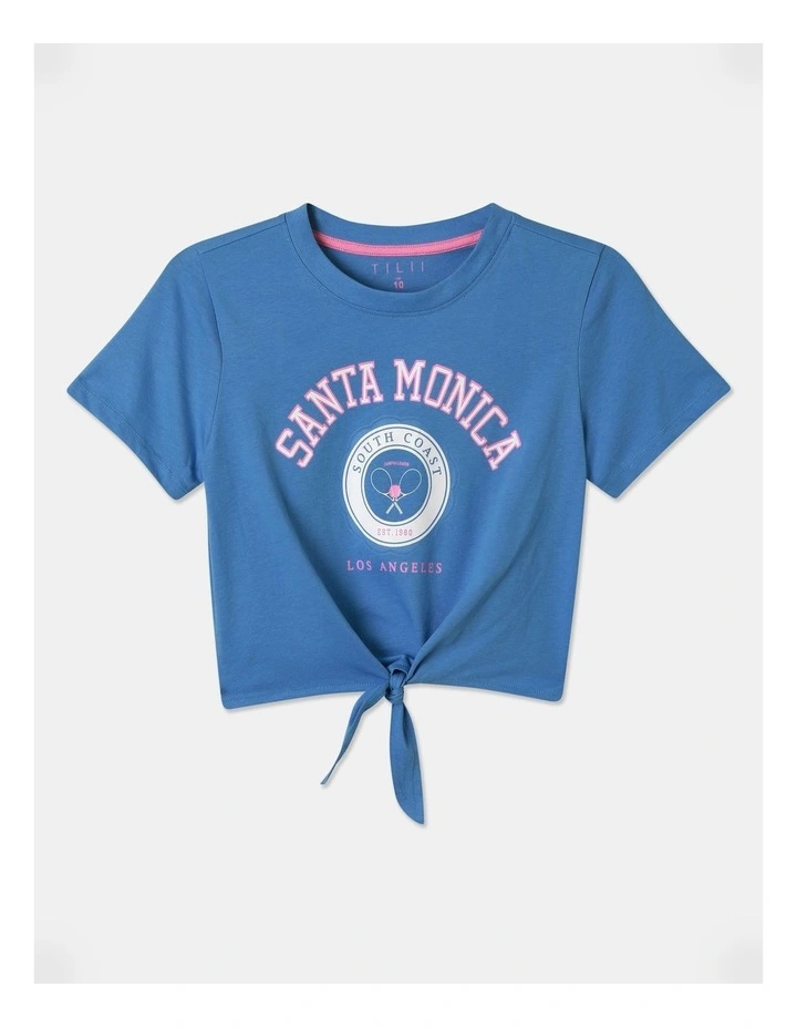 Essentials Tie Front Tee in Blue