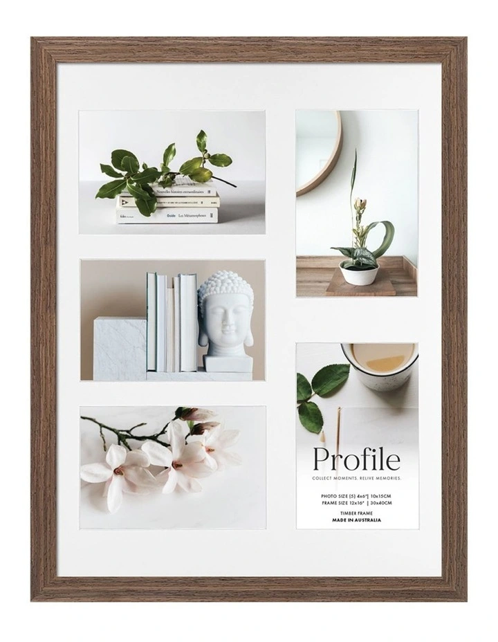 Australia Made Timber Collage Photo Frame 12x16/4x6 (5) in Chestnut