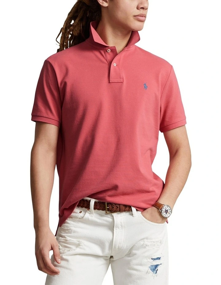 Classic Fit Mesh Polo Shirt in Red