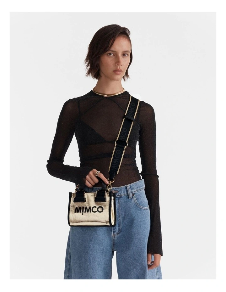 Patch Micro Tote Bag in Light Gold