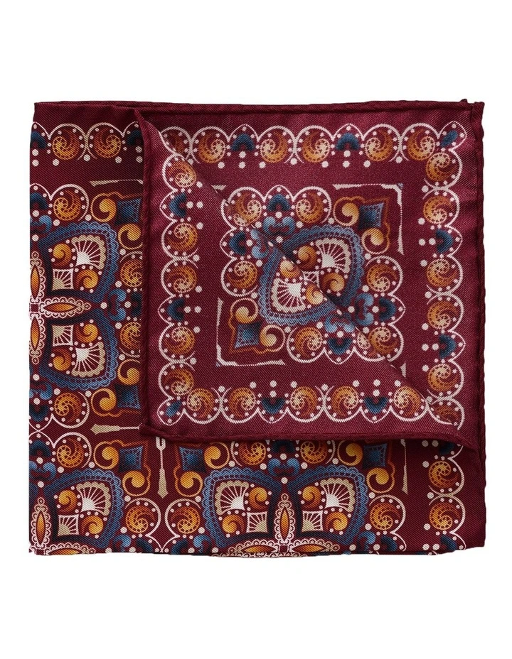 Spiral Silk Pocket Square in Red