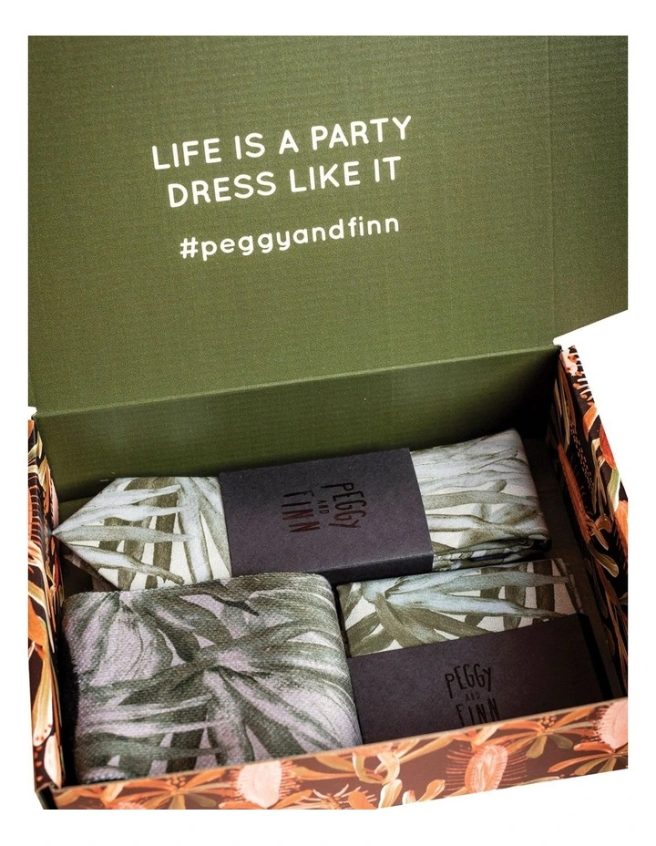 Fan Palm Tie Gift Set in Green