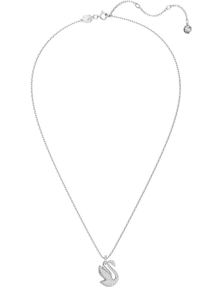 Iconic Swan Pendant Medium Rhodium Plated in White