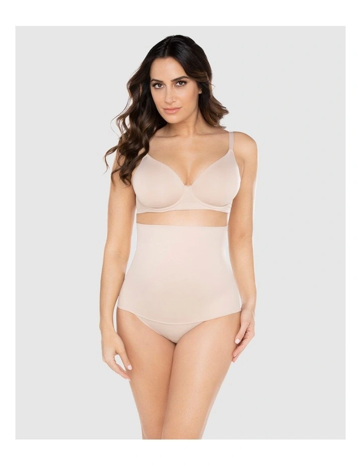 Comfy Curves Ultra High Waist Shaping Thong in Warm Beige
