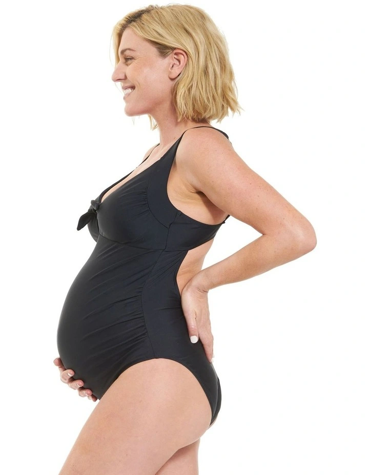 Tie Front One Piece in Black