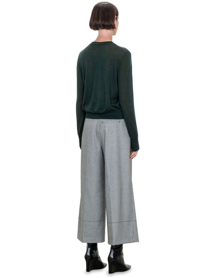 Sheer Merino Cropped Knit Top in Forest