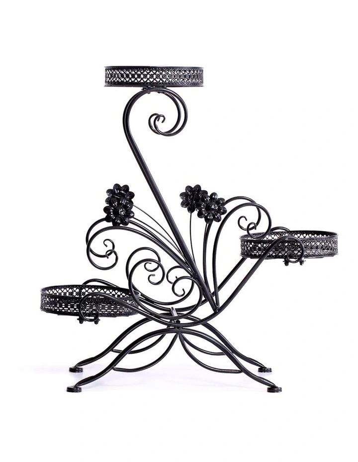 Outdoor Indoor Metal Flower Pots Plant Stand in Black