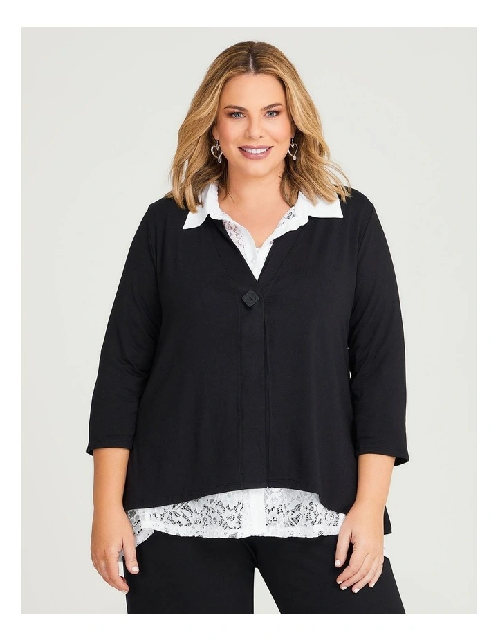 Natural Amira Cardigan in Black