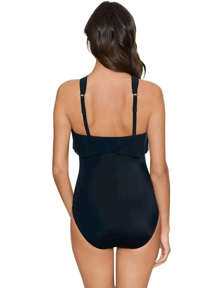 Square Cut Liza High Neck Shaping Swimsuit in Black
